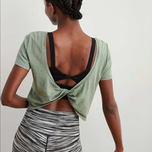 Aerie distressed twist back t-shirt blue